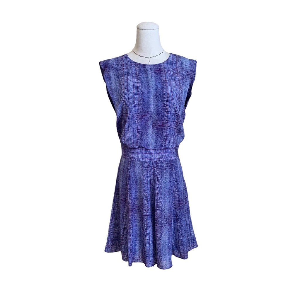 See By Chloe Blue-Purple Textured Sleeveless Mini Dress
